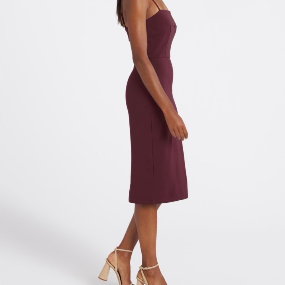 Nine Britton Burgundy Spaghetti Strap Midi Dress - Picture 4 of 7